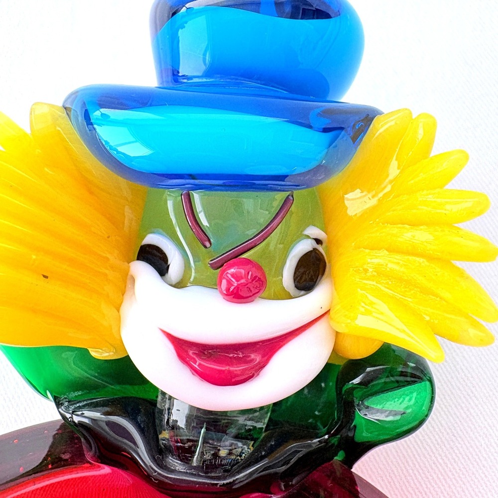 Vintage MCM Murano‎ Multicolor Hand Blown Italian Art Glass Clown Ashtray 4.5" - Picture 6 of 8